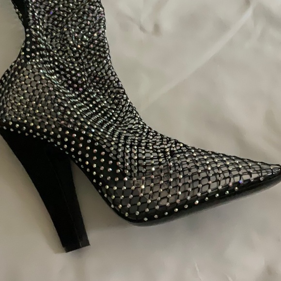 Saint Laurent Black Koller Rhinestone Mesh Boots Size 41 Excellent Condition - Picture 5 of 10